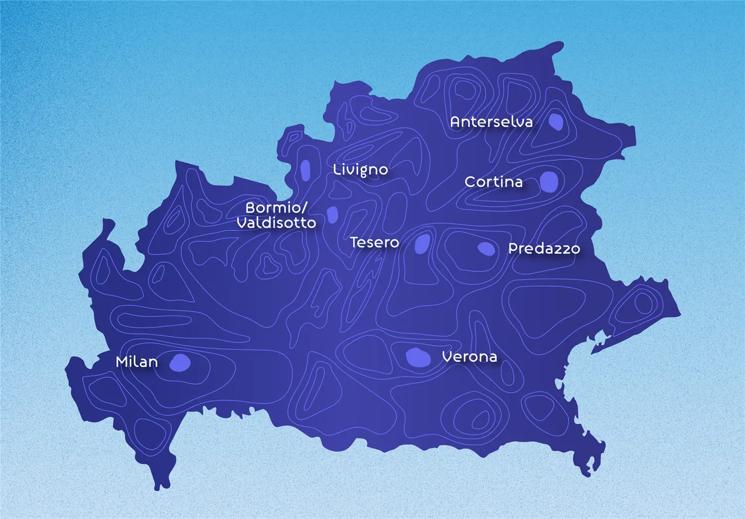 Carte des villes hôtes de Milano Cortina 2026
